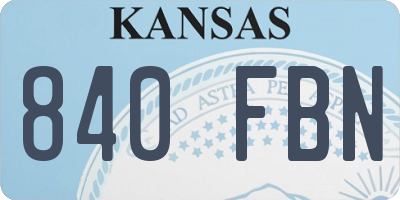 KS license plate 840FBN