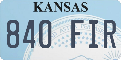 KS license plate 840FIR