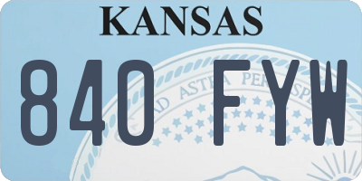 KS license plate 840FYW