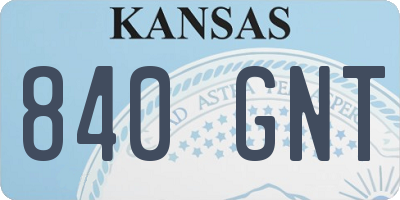 KS license plate 840GNT
