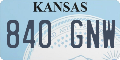 KS license plate 840GNW