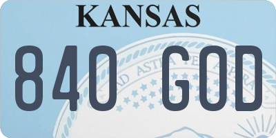KS license plate 840GOD