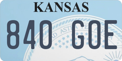KS license plate 840GOE