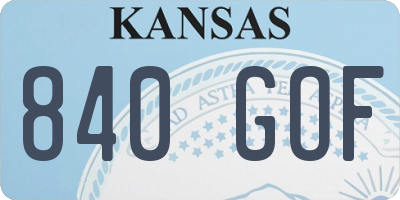 KS license plate 840GOF