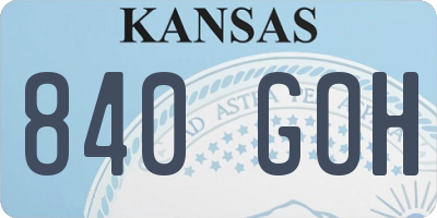 KS license plate 840GOH