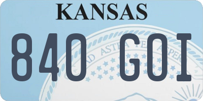 KS license plate 840GOI