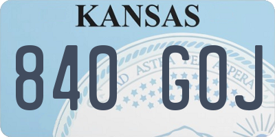 KS license plate 840GOJ