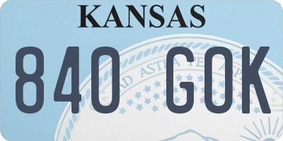 KS license plate 840GOK