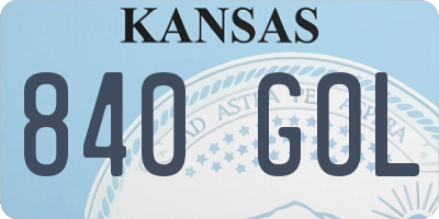 KS license plate 840GOL