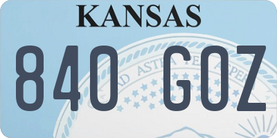 KS license plate 840GOZ