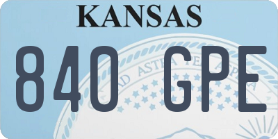 KS license plate 840GPE