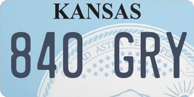 KS license plate 840GRY