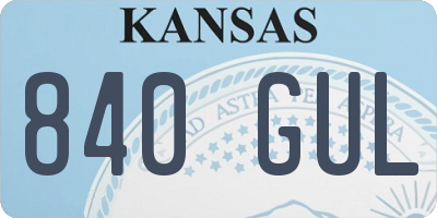 KS license plate 840GUL