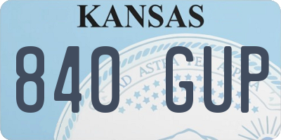 KS license plate 840GUP