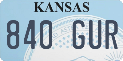 KS license plate 840GUR
