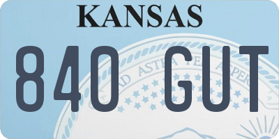 KS license plate 840GUT
