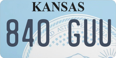 KS license plate 840GUU