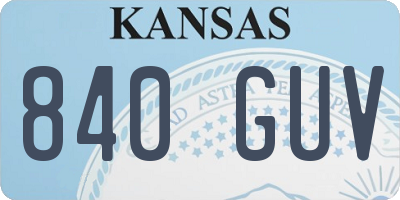 KS license plate 840GUV