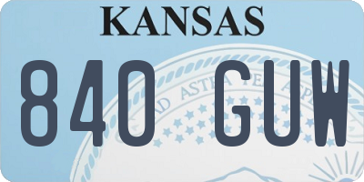 KS license plate 840GUW