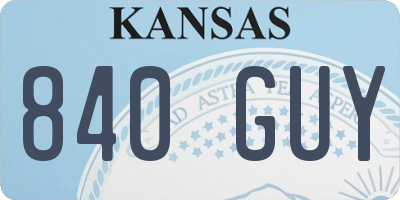 KS license plate 840GUY