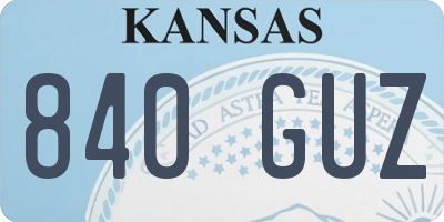 KS license plate 840GUZ