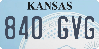 KS license plate 840GVG