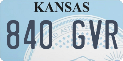 KS license plate 840GVR