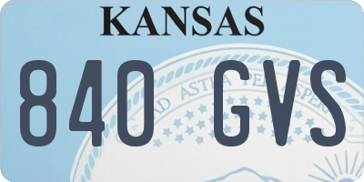 KS license plate 840GVS