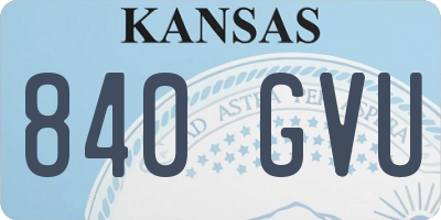 KS license plate 840GVU