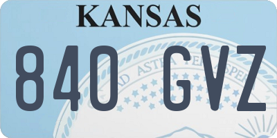 KS license plate 840GVZ