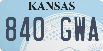 KS license plate 840GWA