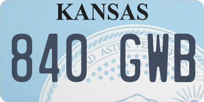 KS license plate 840GWB