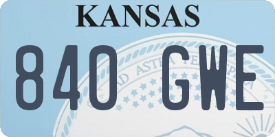 KS license plate 840GWE