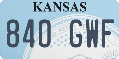 KS license plate 840GWF