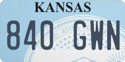 KS license plate 840GWN