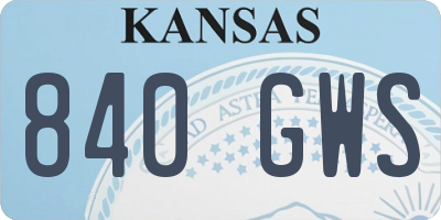 KS license plate 840GWS