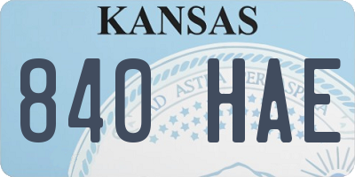 KS license plate 840HAE