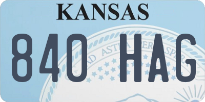 KS license plate 840HAG