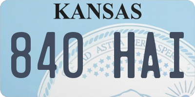 KS license plate 840HAI