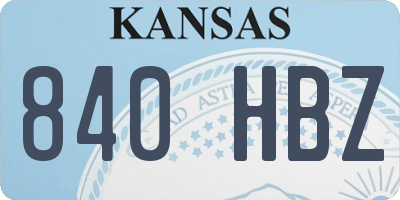 KS license plate 840HBZ