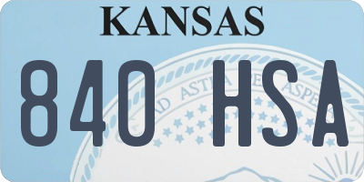 KS license plate 840HSA
