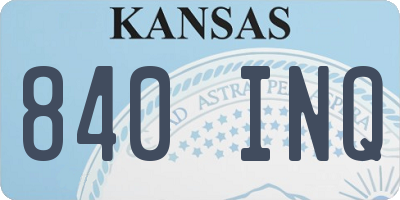 KS license plate 840INQ