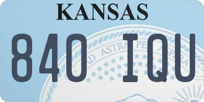 KS license plate 840IQU