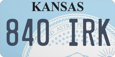 KS license plate 840IRK