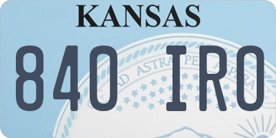 KS license plate 840IRO