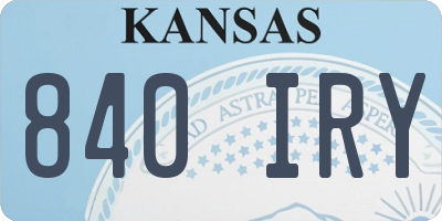 KS license plate 840IRY