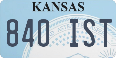 KS license plate 840IST