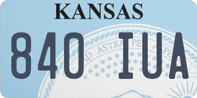 KS license plate 840IUA