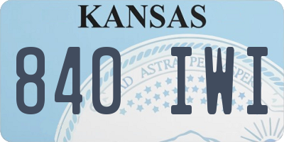KS license plate 840IWI