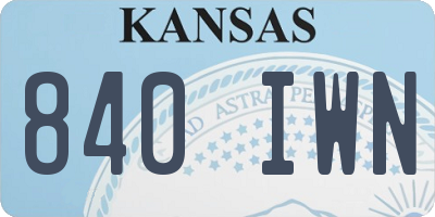 KS license plate 840IWN